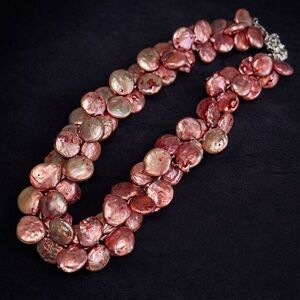 Pink Coin Pearl Double Strand Necklace – Freshwater Pearls